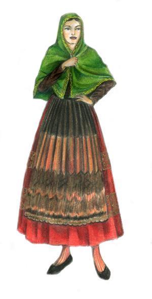 abito da festa donna di Piana degli Albanesi-Disegno di Maria Vinci 