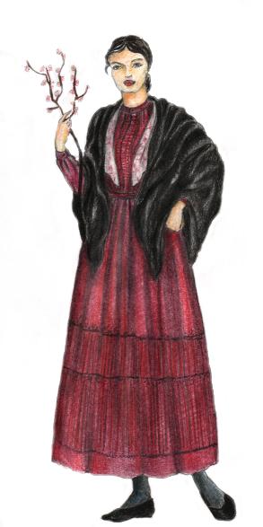 donna di Agrigento in abito da festa-Disegno di Maria Vinci 