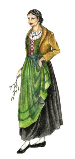 donna di Cesar in abito da sposa-Disegno di Maria Vinci 